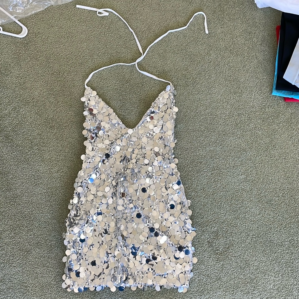Silver/Sequin mirror mini dress